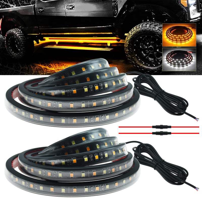 2pcs 59 Truck LED Strip Lights  3in1 Amber Turn Signal  Side Marker Lights Waterproof  Flexible for Truck Pickup Car SUVs Van Camper